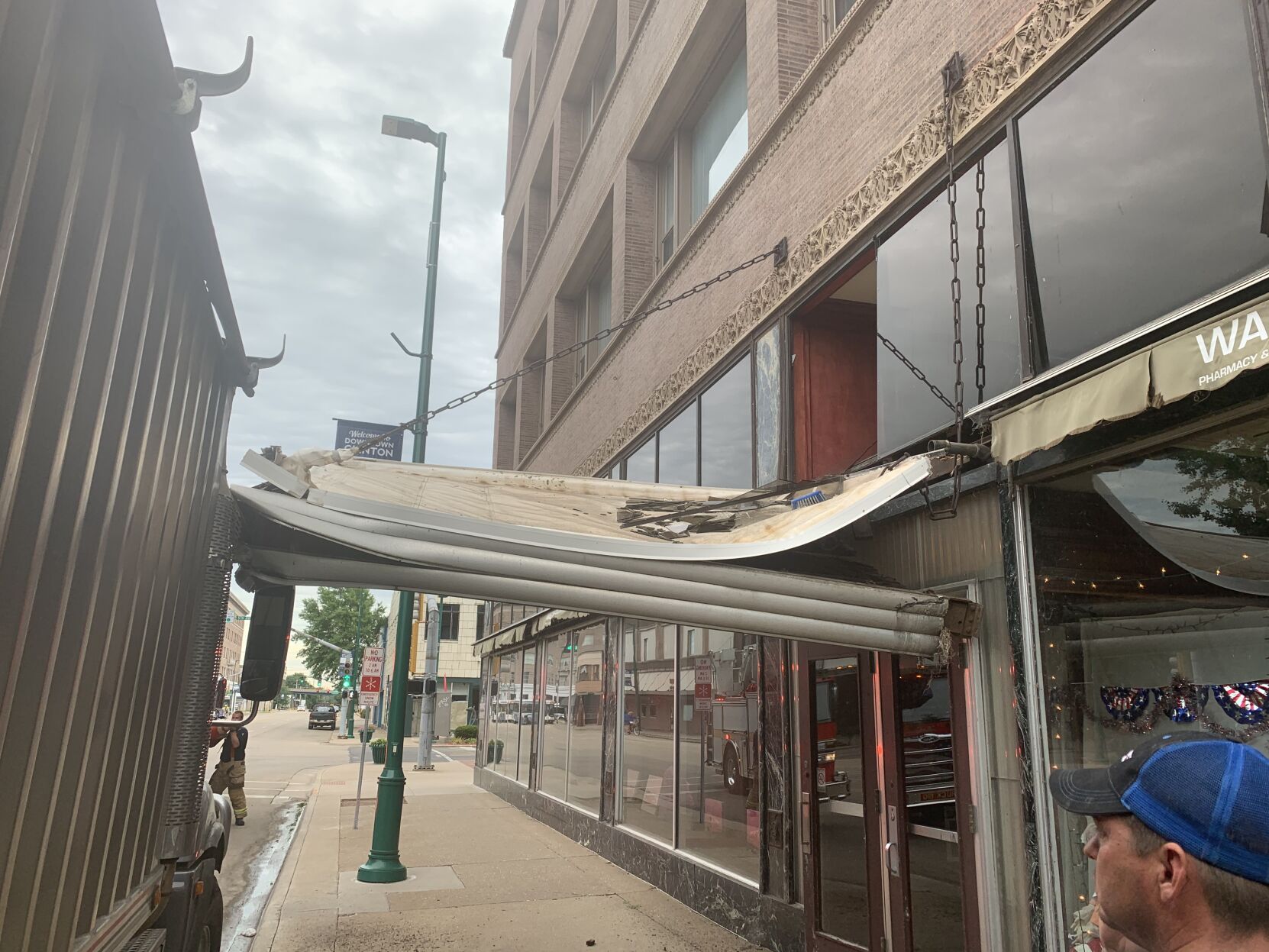 Truck damages historic Van Allen Building